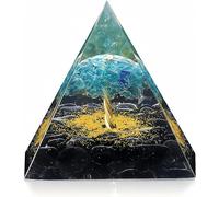 EternalOrgone Pirámide de orgón del árbol de la vida para energía positiva, cuarzo azul orgonita y obsidiana pirámides de cristal curativo para reducir el estrés, chakras, reiki, curación, meditación