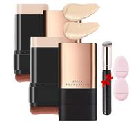 Eternipeace Stick Foundation,2 in 1 Anti Wrinkle Foundation Stick,Built-in Foundations Brush,Waterproof Hydrating Repair (Bright White*2, size)