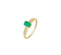 Eternity Anillo de Oro Amarillo, Mujer Anillos Verde Esmeralda Anillos de Boda con Diamante para San Valentín, 65 (20.7), Oro amarillo 585 de 14 quilates, Esmeralda Diamante