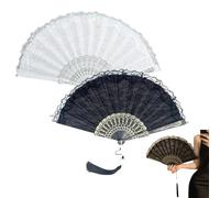 Eterspr 2Pcs Vintage Abanico de Encaje, Abanicos de Mano Vintage, Abanico de Novia con Funda, para Decoración de Boda Fiesta Banquete, para Accesorios de Baile