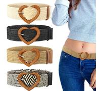 Eterspr 4 Piezas Cinturón Tejido para Mujer, Cinturones de Tejido de Paja, Cinturón de Vestir, Adecuado para Vacaciones de Ocio, Vida Diaria y Trabajo