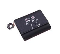 Eterspr Cartera Plegable pequeña, Lindas Carteras para Mujer, Lindo Gato Carteras de Mujer, es Adecuado para Guardar Tarjetas de CréDito de Uso Diario, Fotos, CarnéS de Identidad, Etc. (Negro)