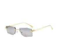 ETETGVG Gafas de sol cuadradas sin marco de lujo para hombre, gafas de sol con gradiente sin marco de aleación, polígono retro de moda para mujer, GOLDEN GREY, talla única