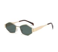 ETETGVG Gafas de sol hexagonales y poligonales modernas para mujer, montura pequeña de metal vintage, lujosas y únicas, UV400 (leopardo dorado G15)