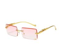 ETETGVG Gafas de sol rectangulares pequeñas sin montura para hombre y mujer (dorado y rosa)