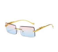 ETETGVG Gafas de sol rectangulares pequeñas sin montura para hombre y mujer (rosa y azul)