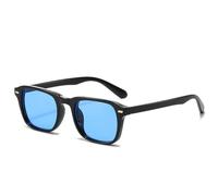ETETGVG Gafas de sol rectangulares vintage de lujo con remaches para hombre y mujer, lentes de moda UV400 (negro y azul)