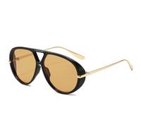 ETETGVG Gafas de sol retro con doble puente para mujer, de gran tamaño, con montura de metal, estilo punk, con degradado, UV400, color té negro, talla única