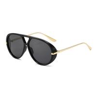 ETETGVG Gafas de sol retro con doble puente para mujer, de gran tamaño, con montura de metal, estilo punk, con degradado, UV400, color negro y gris, talla única