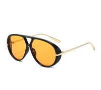 ETETGVG Gafas de sol retro con doble puente para mujer, de gran tamaño, con montura de metal, estilo punk, con degradado, UV400, color negro y amarillo, talla única