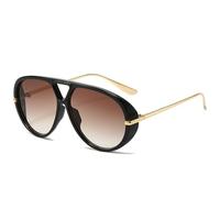ETETGVG Gafas de sol retro con doble puente para mujer, de gran tamaño, con montura de metal, estilo punk, con degradado, UV400, color negro y marrón, talla única