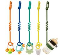 ETETOO Correas de seguridad para juguetes - Paquete de 5 correas de silicona ajustables para bebé y clip de silicona para cochecitos, sillas altas, cunas, asientos de coche