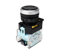 ETFUOEOS Emergency Stop Switch FXB38 22MM Push Button Switch On Off 1NO1NC Momentary Latching 10A 440V Flat Head Power Start Stop Buttons with Fixation(Black,Momentary Self-Reset)