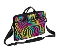 Ethebre Bolsa para laptop de 15 pulgadas con estampado de piel de cebra de color arcoíris, bolsa para computadora con correa para el hombro, maletín delgado de negocios para mujeres y hombres, bolsa