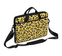 Ethebre Bolsa para laptop de 15 pulgadas con estampado de piel de leopardo amarillo, bolsa para computadora portátil con correa para el hombro, maletín de negocios delgado para mujeres y hombres