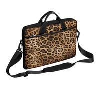 Ethebre Bolsa para laptop de 15 pulgadas con estampado de piel de leopardo animal, bolsa de computadora con correa para el hombro, maletín delgado de negocios para mujeres y hombres, bolsa de