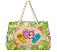 Ethebre Chanclas de playa de caricaturas grandes para mujer, impermeable, a prueba de arena, con cremallera, múltiples bolsillos, bolsa de viaje para piscina, vacaciones, gimnasio, compras, 52 x 18,5