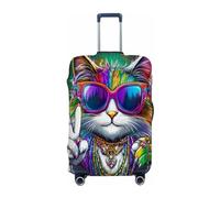Ethebre Cool Mardi Gras Cat - Fundas elásticas para equipaje, a prueba de polvo, resistente a los arañazos, protector de equipaje elástico para viajes de negocios, Cool Mardi Gras Cat, S for 18-21 In