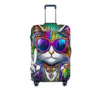 Ethebre Cool Mardi Gras Cat - Fundas elásticas para equipaje, a prueba de polvo, resistente a los arañazos, protector de equipaje elástico para viajes de negocios, Cool Mardi Gras Cat, M for 22-24 In