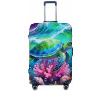 Ethebre Fantasy - Fundas elásticas para equipaje, diseño de tortuga marina neón, a prueba de polvo, resistente a los arañazos, protector de equipaje elástico para viajes de negocios, Fantasía Tortuga