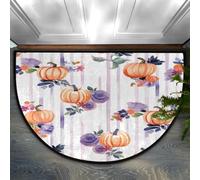 Ethebre Felpudo semicircular con rayas de calabaza y rosas en acuarela | Alfombra absorbente antideslizante de 91,4 x 61 cm, suave, de perfil bajo, para puerta delantera, dormitorio, baño