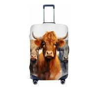 Ethebre Fundas elásticas para equipaje, diseño de vaca de las tierras altas, a prueba de polvo, resistente a los arañazos, protector de equipaje elástico para viajes de negocios, viajes, Acuarela de