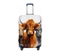 Ethebre Fundas elásticas para equipaje, diseño de vaca de las tierras altas, a prueba de polvo, resistente a los arañazos, protector de equipaje elástico para viajes de negocios, viajes, Acuarela de