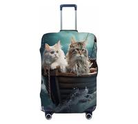 Ethebre Funny Cats - Fundas elásticas de madera para equipaje, a prueba de polvo, resistente a los arañazos, protector de equipaje elástico para viajes de negocios, L para maletas de 25 a 28 pulgadas