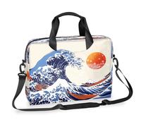 Ethebre Maletín japonés tradicional para laptop de 16 pulgadas con correa para el hombro, bolsa de mensajero de negocios, viajes, trabajo, laptop, con múltiples bolsillos, para hombres y mujeres