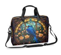 Ethebre Maletín para laptop de 16 pulgadas con diseño de flores de pájaro estilo vidrieras con correa para el hombro, bolsa de mensajero de negocios, bolsa de viaje y trabajo, funda para laptop con