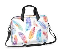 Ethebre Maletín para laptop de 16 pulgadas con diseño de plumas de pájaro de acuarela con correa para el hombro, bolsa de mensajero de negocios, bolsa de viaje y trabajo, con múltiples bolsillos para