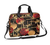 Ethebre Maletín tradicional con patrón de hojas de bambú para laptop de 16 pulgadas con correa para el hombro, bolsa de mensajero de negocios, bolsa de viaje y trabajo, con múltiples bolsillos para