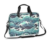 Ethebre Maletín tradicional japonés para laptop de 16 pulgadas con correa para el hombro, bolsa de mensajero de negocios, viajes, trabajo, laptop, con múltiples bolsillos, para hombres y mujeres