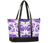 Ethebre Mandala Butterfly Flowers - Bolsa de lona para computadora de 15.6 pulgadas con asa de cuero, bolsa de trabajo de hombro de gran capacidad para oficina, negocios, viajes, escuela