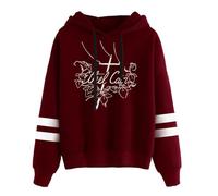 Ethel Cain - Sudadera con capucha con logotipo sin bolsillos, manga paralela, Burdeos, XL