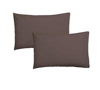 ETHERE MAISON Funda de Almohada Marrón Chocolate 50x90. Incluye 2 Unidades, algodón 200 Hilos.