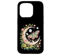 Ethereal Celestial Moth Butterfly Flowers Moon Aesthetic Carcasa para iPhone 15 Pro
