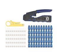 Ethernet Crimper, RJ45 Cat6 Herramienta de enggro, Kit de herramientas de enjuague RJ45, trinco resistente, con 50 PCS Crystal Head Protective manga, strippers de alambre para RJ