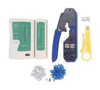 Ethernet Crimper, RJ45 CAT6 Herramienta de enmercado, Kit de herramientas de enjuague RJ45, Stildy Crimper, con conector de cristal 8p8c y stripper de alambre, para RJ 45 Cat6, RJ
