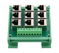 Ethernet para rj45 8P8C bloque de terminales con 9 puertos para carril DIN para c45, placa de conexión para cableado de cables de señales de red como DMX512 RS485 RS422 y RS232 en conmutación