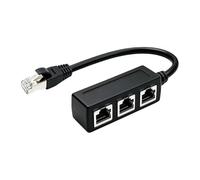 Ethernet Splitter RJ45 1 Macho 3 Hembras, Adaptador de Conector RJ45 | Duplicador de Cable de Red LAN Compatible con Cat5/5e/6/7, Ideal para Router, TV, PC, Oficina y Hogar