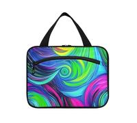 EtherSpher Artículos de tocador abstractos de color neón con textura irregular para colgar para hombres con gancho, bonito organizador de bolsa de maquillaje para cruceros, viajes, camping, estuche