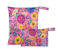 EtherSpher Autumn Flowers Dahlia - Bolsas secas impermeables, paquete de 2 artículos esenciales de viaje para bebé con asas para gimnasio, yoga