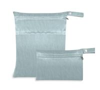 EtherSpher Azure Linen Texture - Bolsas lavables y secas para pañales, paquete de 2 artículos esenciales de viaje para volar con asas para yoga, playa