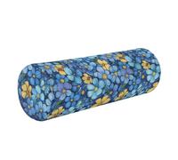 EtherSpher Beauty Spring - Almohada redonda firme con flores azules para piernas, almohadas redondas y firmes para sofá, almohada de apoyo de cama cilíndrica de espuma suave para rodillas