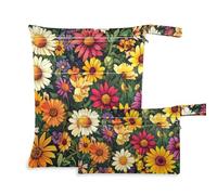 EtherSpher Beauty Spring - Bolsas lavables de flores coloridas para viajes, paquete de 2 artículos esenciales de viaje para bebé con asas para guardería, baño