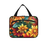 EtherSpher Beauty Spring Flowers Red and Yellow Daisies Hanging Travel Makeup with Hook Designer Unisex Quilted Makeup Bag for Mom Holiday Bag of Makeup Bag for Women L, Flores de primavera de belleza