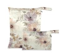 EtherSpher Beauty Spring Flowers South Dakota Pasque Flower - Bolsas con cremallera para húmedo, paquete de 2 bolsas de pañales esenciales con asas para gimnasio, gimnasio