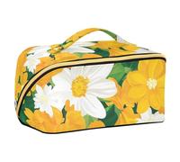 EtherSpher Beauty Spring Yellow and Flowers - Bolsa de maquillaje con divisores, elegantes bolsas de cosméticos para mujer, accesorios de viaje