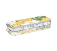 EtherSpher Beauty Spring Yellow and Flowers - Caja de almacenamiento transparente de doble cubierta para lápices con tapa a presión